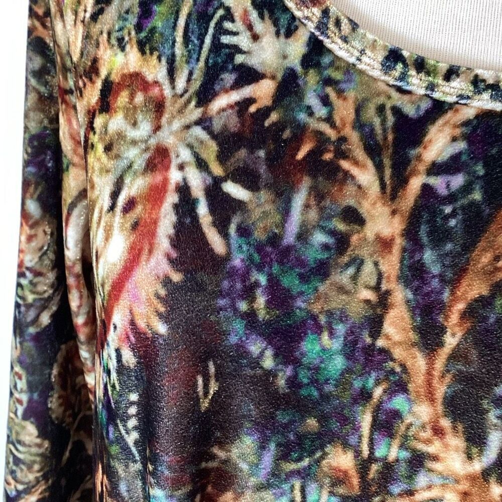 Soft Surroundings PL Floral Stretch Velvet A-Line Midi Dress Petite Large - Picture 6 of 11
